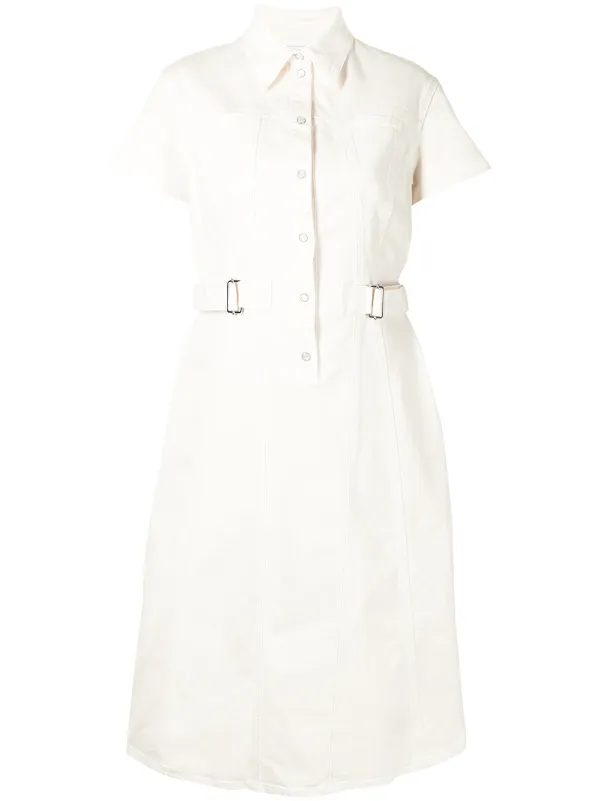 MSGM white short-sleeve denim dress for 
