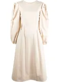 MSGM cut-out cotton midi dress - Neutrals