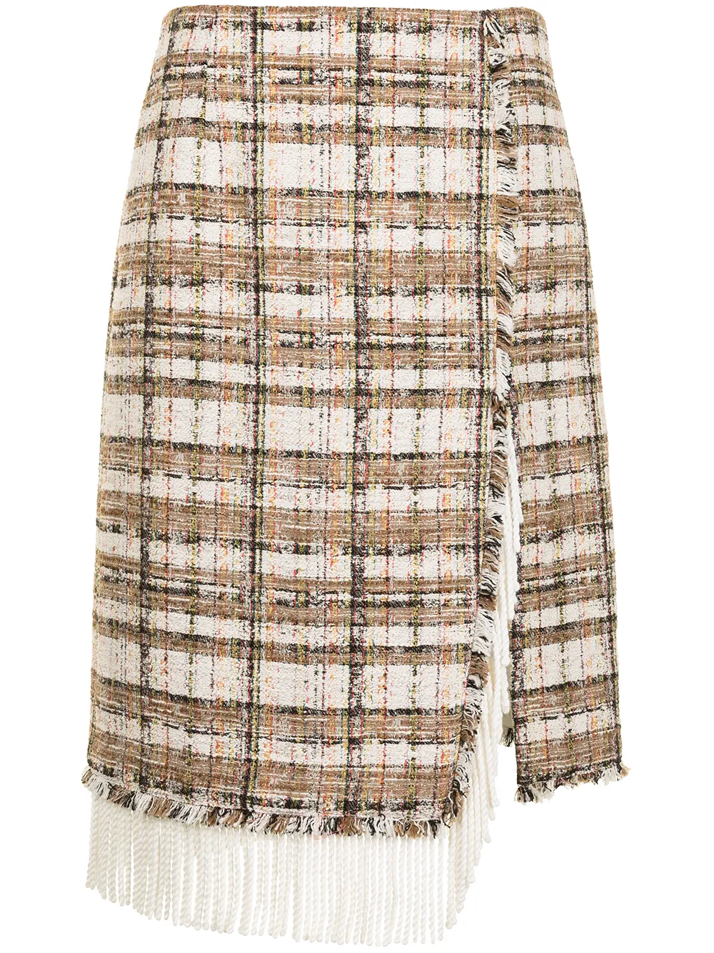 

MSGM slit-detail tweed midi skirt - Multicolour