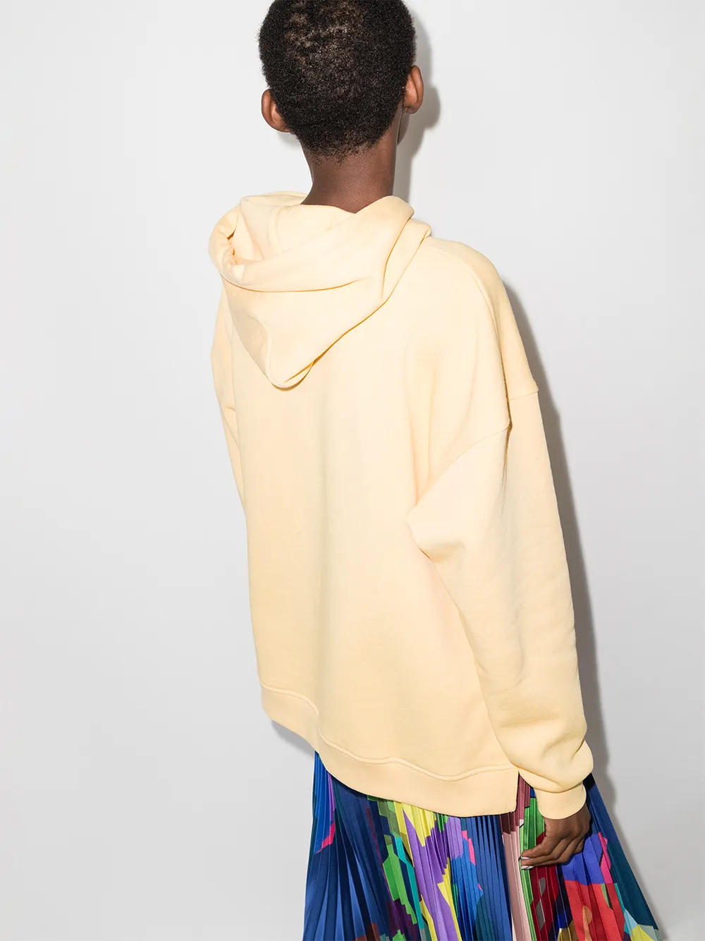 Ganni Logo-embroidered Oversized Hoodie In Yellow