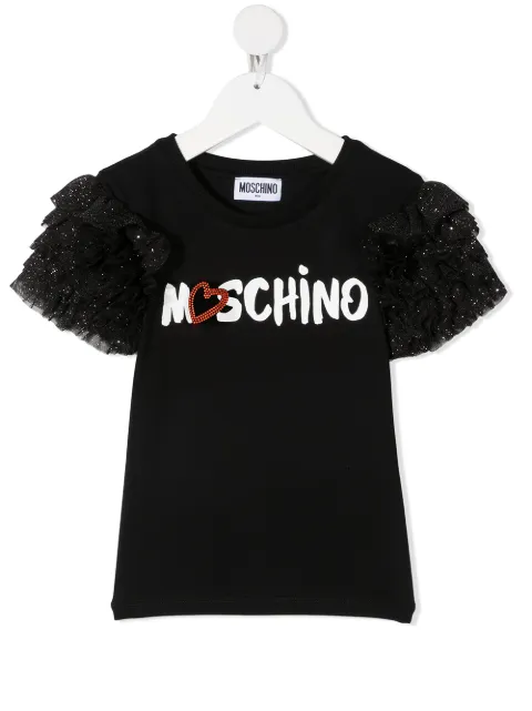 Moschino Kids ruffle-sleeve stretch-cotton t-shirt