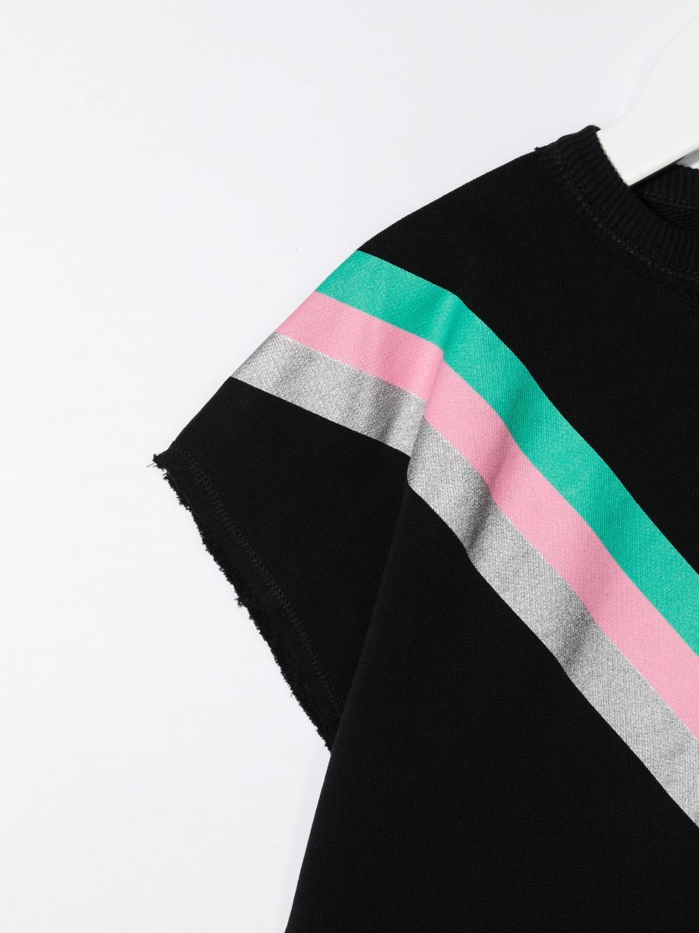 Shop Andorine Stripe-print Short-sleeved Sweatshirt In Black