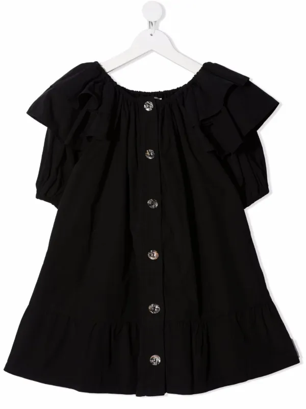 button down ruffle dress