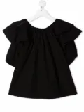 Andorine ruffle short-sleeve blouse - Black