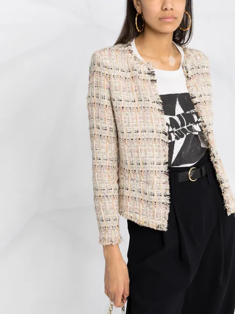 frayed edge tweed jacket