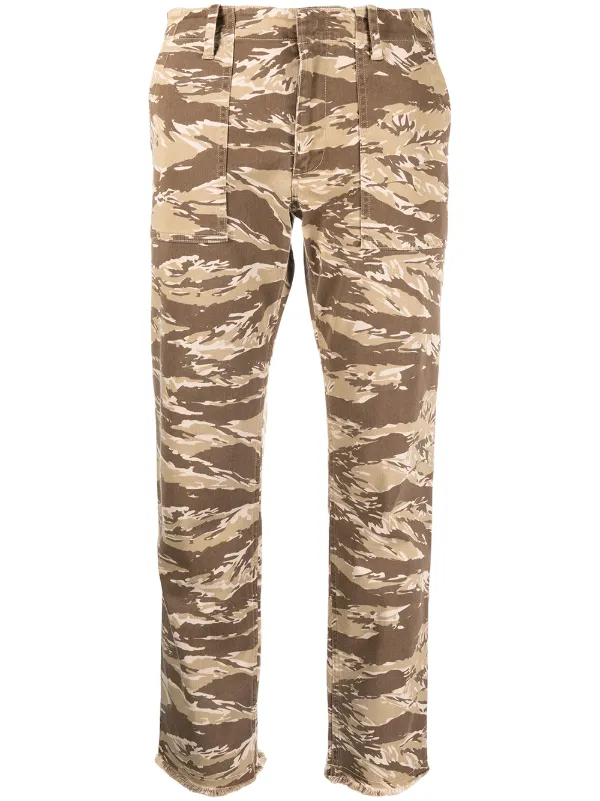 Nili Lotan Camouflage Print Cropped Trousers in Neutrals