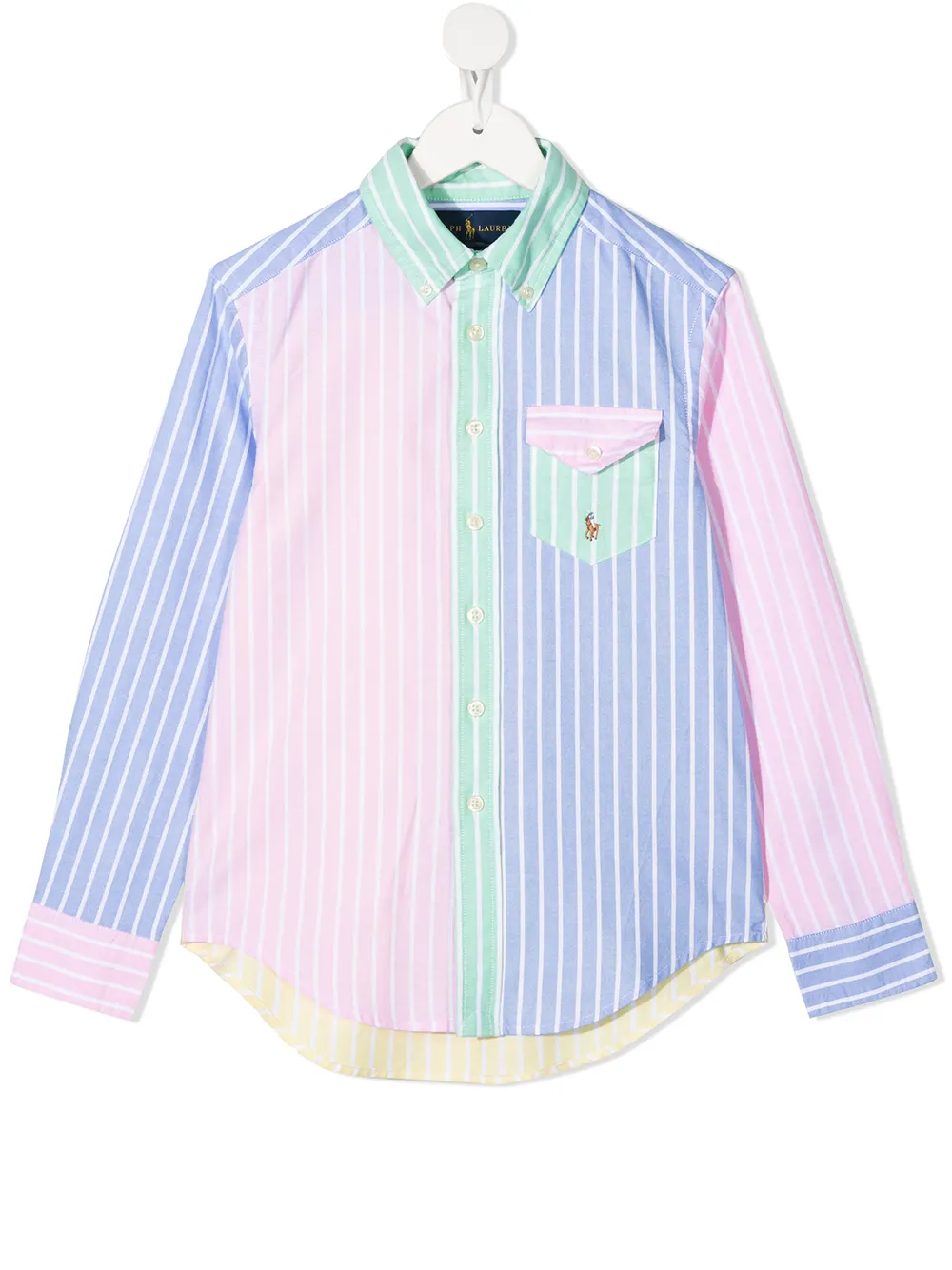 фото Ralph lauren kids полосатая рубашка в стиле колор-блок