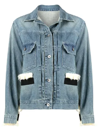 Sacai knitted-panel Denim Jacket - Farfetch