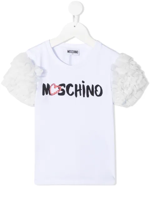 Moschino Kids tulle ruffle-sleeve T-shirt