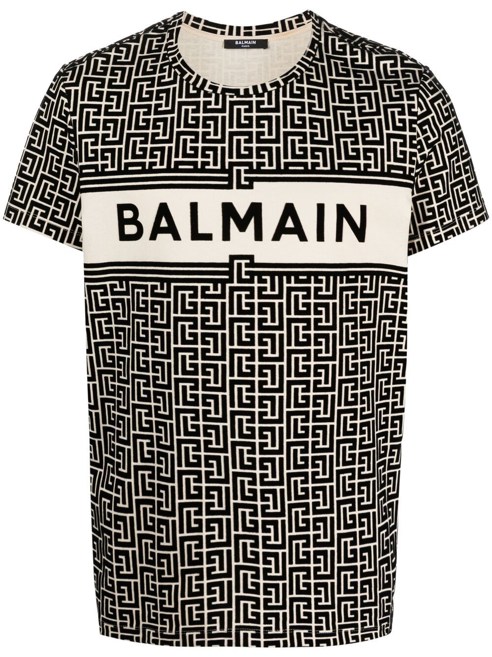 flocked-monogram T-shirt, Balmain