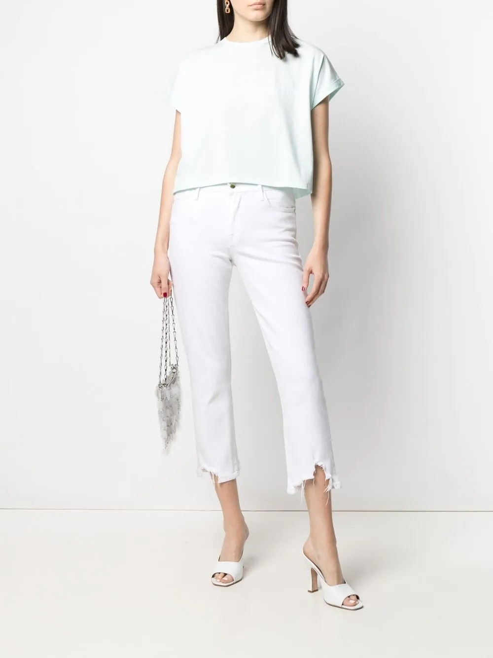 фото Balmain укороченная футболка с фактурным логотипом