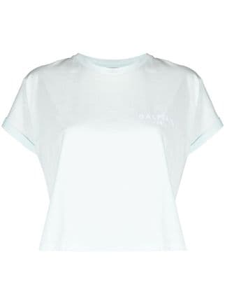 Balmain flocked-logo Cropped T-shirt - Farfetch