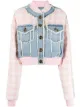 Image 1 of Balmain cropped tweed & denim bomber jacket