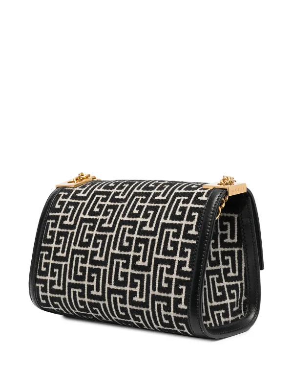 BALMAIN 1945 モノクラム ミティアム ショルタハック 【関税込】 Balmain Medium 1945 Monogram Jacquard Shoulder Bag | Black