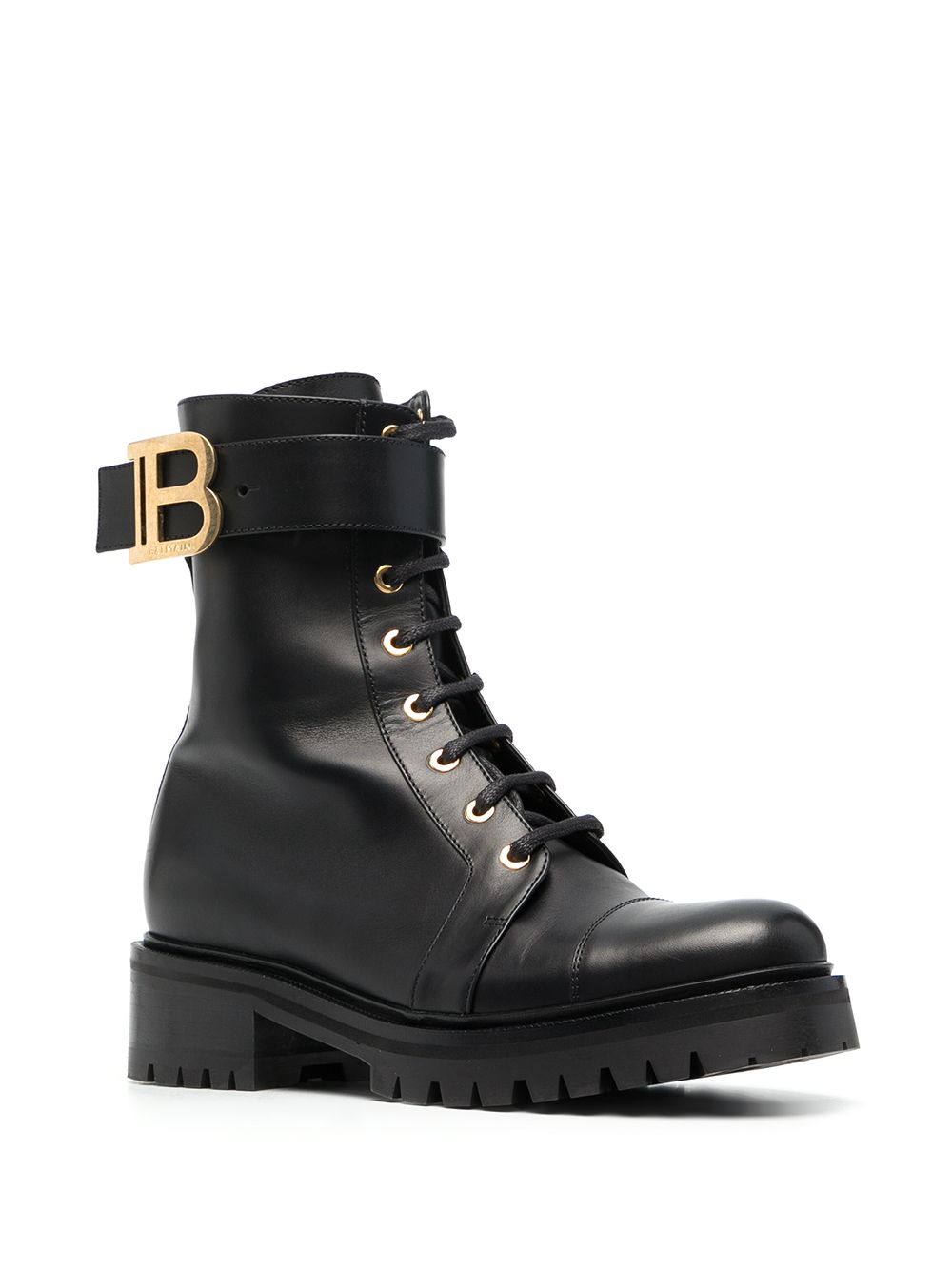 Shop Balmain Ranger Leather Combat Boots In Black