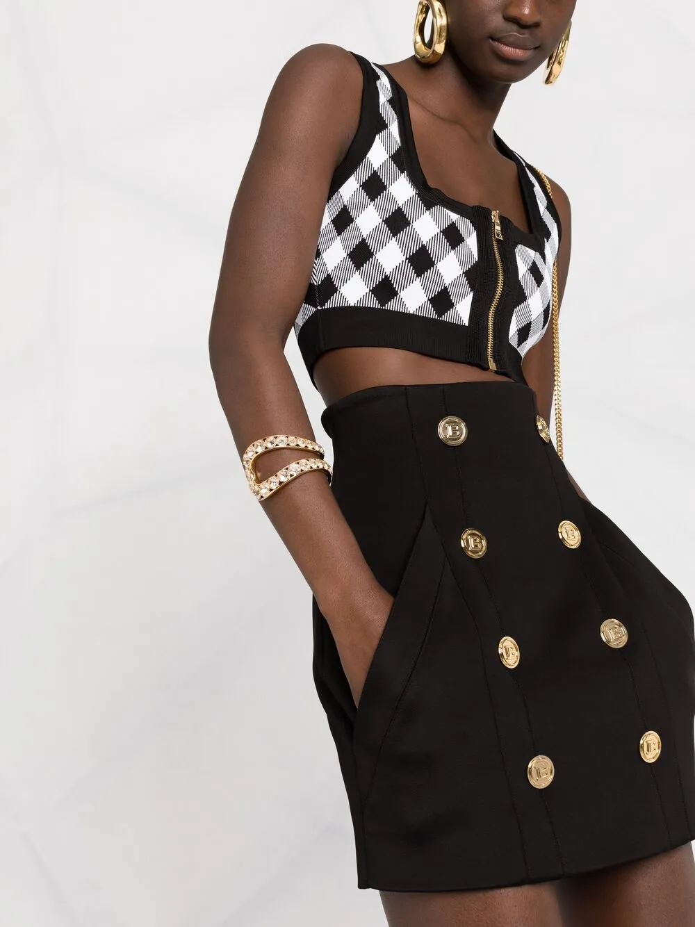 фото Balmain юбка мини с завышенной талией
