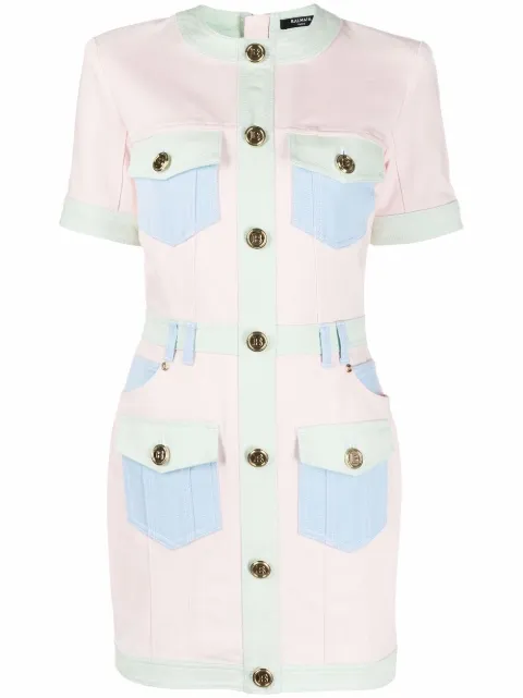 Balmain vestido de mezclilla con paneles