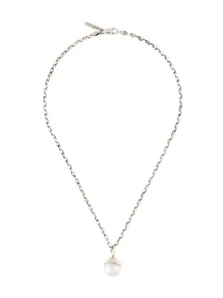 Collana di perle con placca logo Bianco Farfetch Accessori Gioielli Collane 