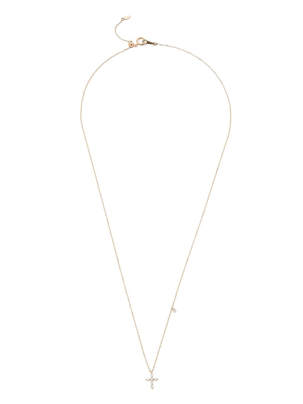 Shop Persée 18kt Yellow Gold Cross Diamond Pendant Necklace In 金色