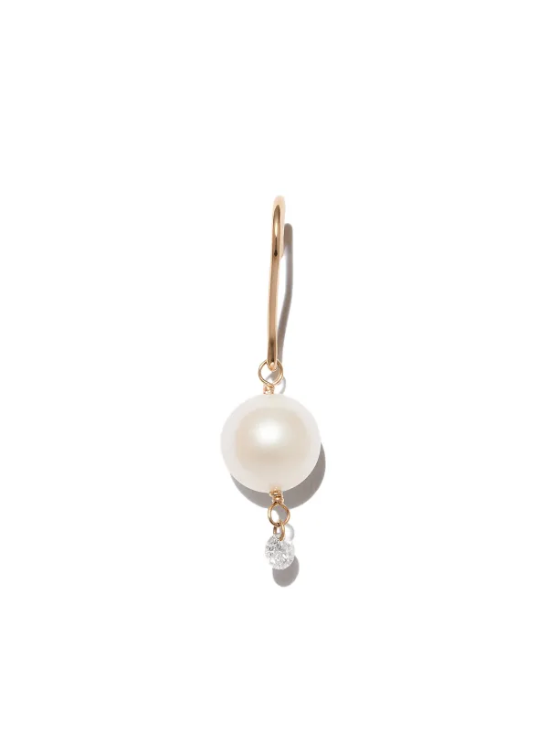 Persée 18kt Yellow Gold Rain Song Pearl and Diamond Drop Earring