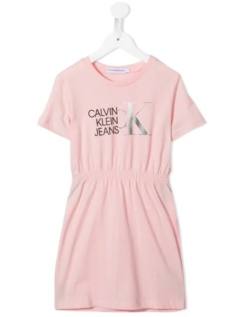 Calvin Klein Kids foil logo print slip-on dress
