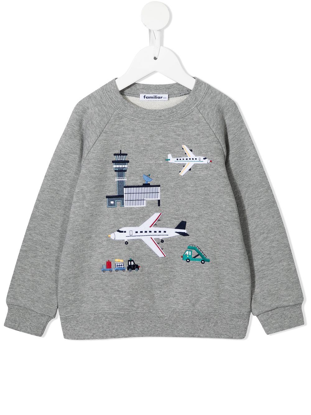 Familiar Kids' Airport-motif Cotton Sweatshirt In Grey