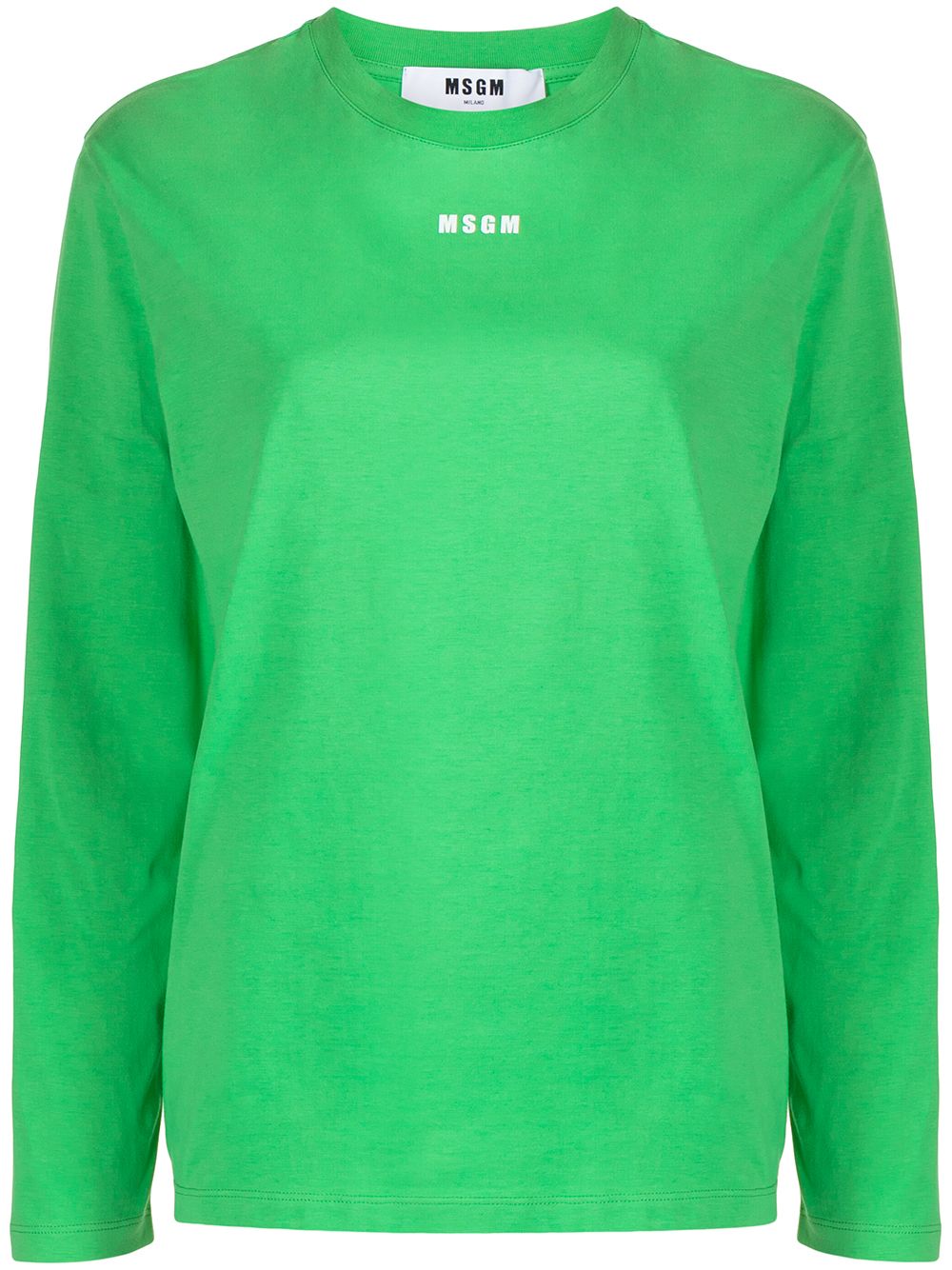 Msgm Logo Long Sleeve T-shirt In Green