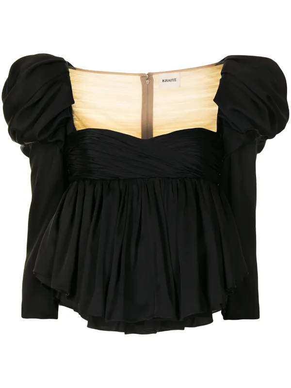 KHAITE Kim Satin Peplum Top - Farfetch