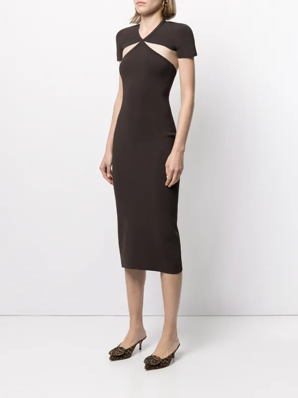 KHAITE brown Piera cutout-detail dress 