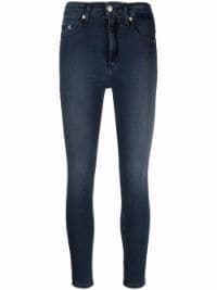＜Farfetch＞ Calvin Klein Jeans ハイウエスト クロップドジーンズ - ブルー画像