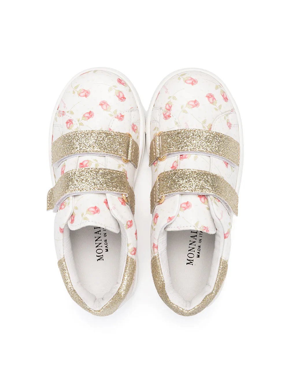 фото Monnalisa кеды на липучках с цветочным принтом