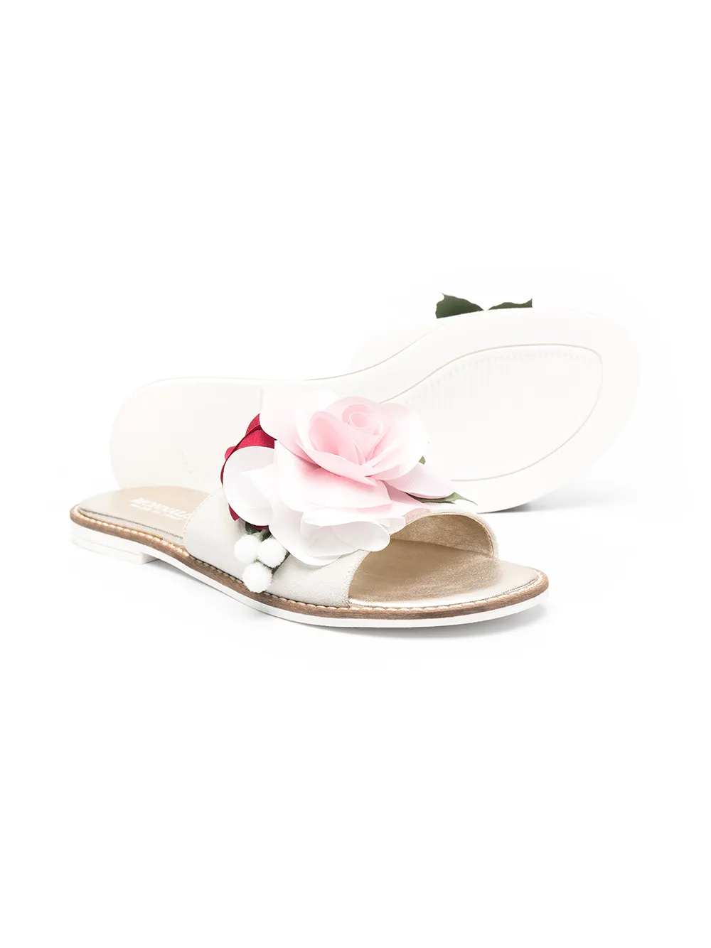 фото Monnalisa сандалии с цветочной аппликацией