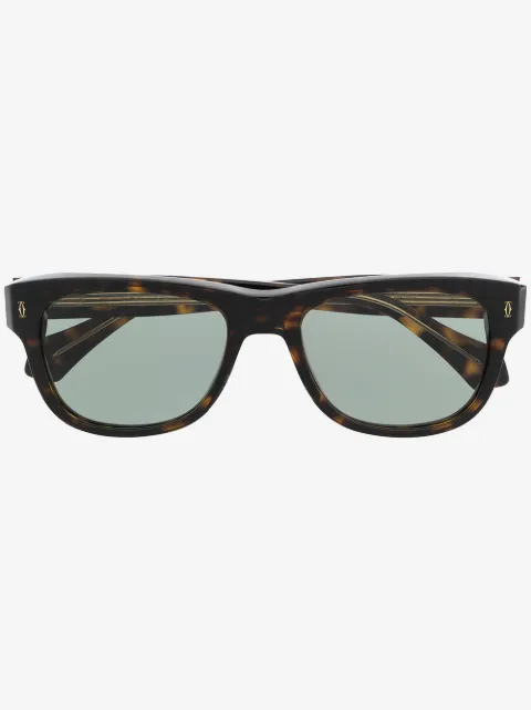 Cartier Eyewear 톨토이즈셸 이펙트 스퀘어 프레임 선글라스