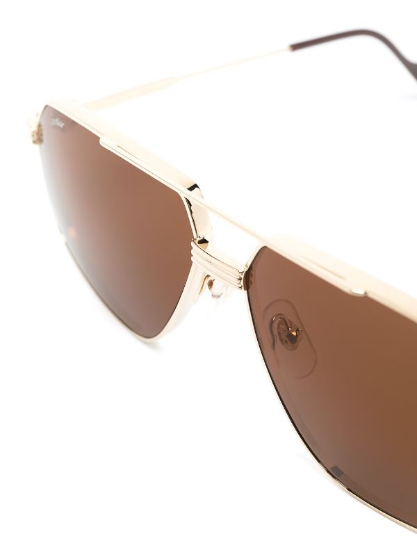 Cartier Eyewear Metallic pilot-frame Sunglasses - Farfetch