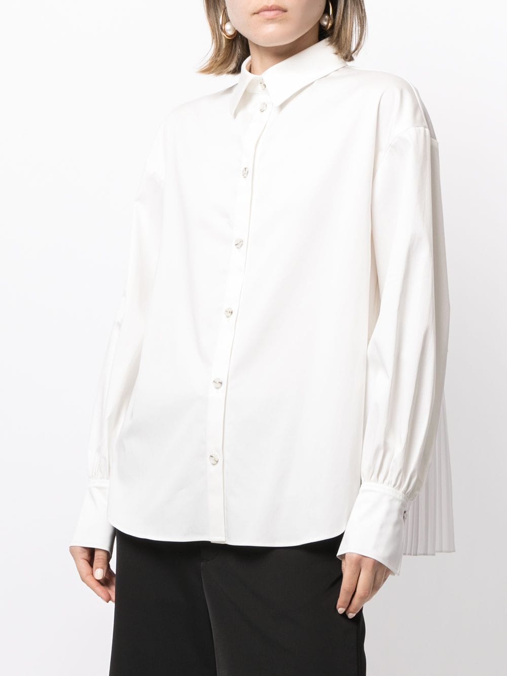 Shop Adeam Camellia Pleated Poplin Shirt In White