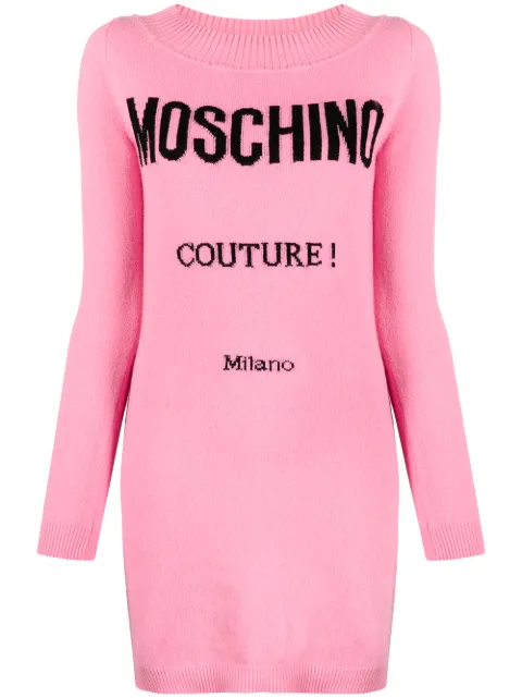 moschino couture logo针织连衣裙