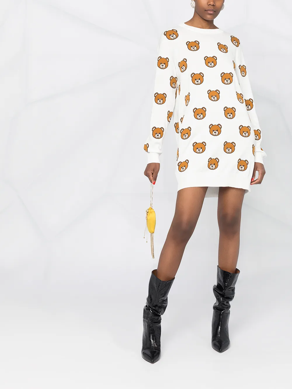 фото Moschino трикотажное платье с узором teddy bear