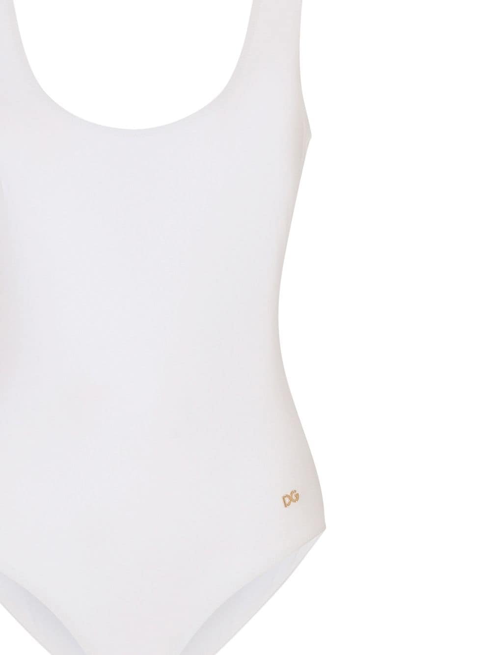 Shop Dolce & Gabbana Logo-tag Scoop-back Swimsuit In White