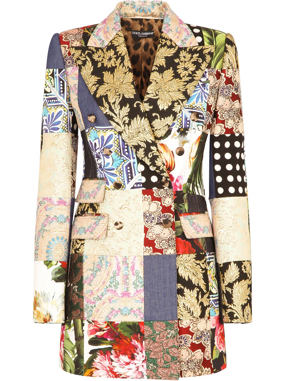 Shop Dolce & Gabbana patchwork-print blazer dress with Express Delivery ...