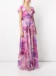 Marchesa Notte cap-sleeve V-neck dress