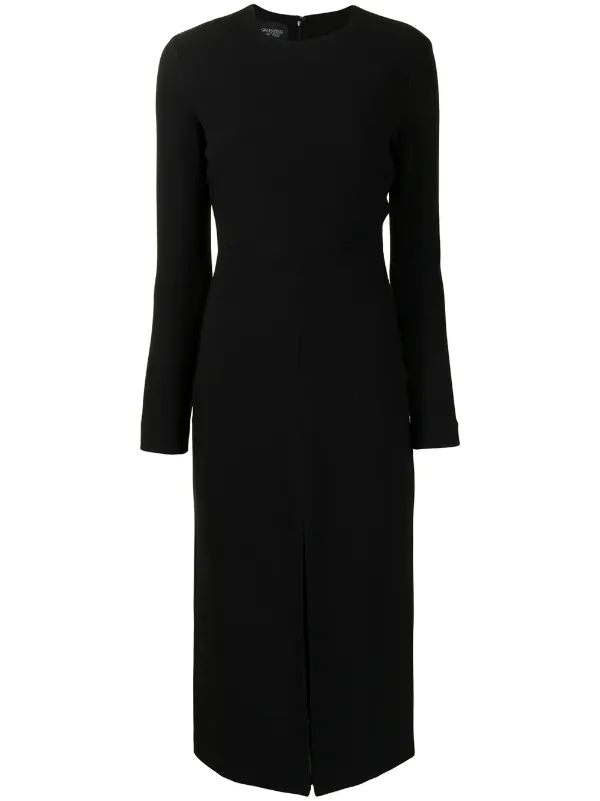 Giambattista Valli Round Neck Long-sleeved Midi Dress in Black