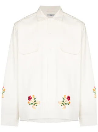 BODE Russe floral-embroidered long 
