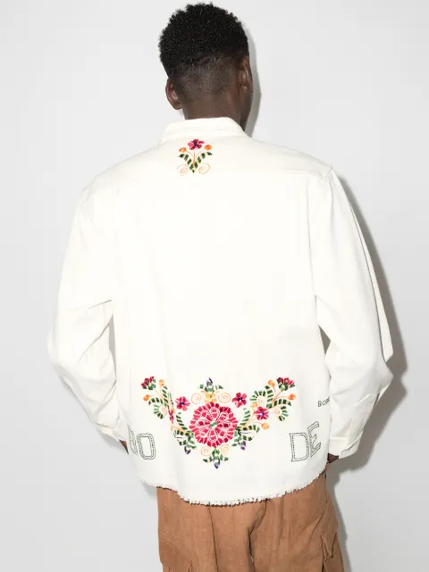 BODE Russe floral-embroidered long 