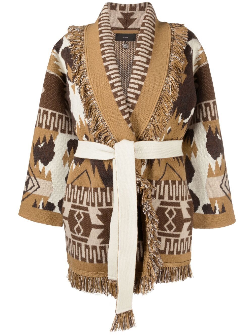 Alanui Intarsia-pattern Cardi-coat In Brown