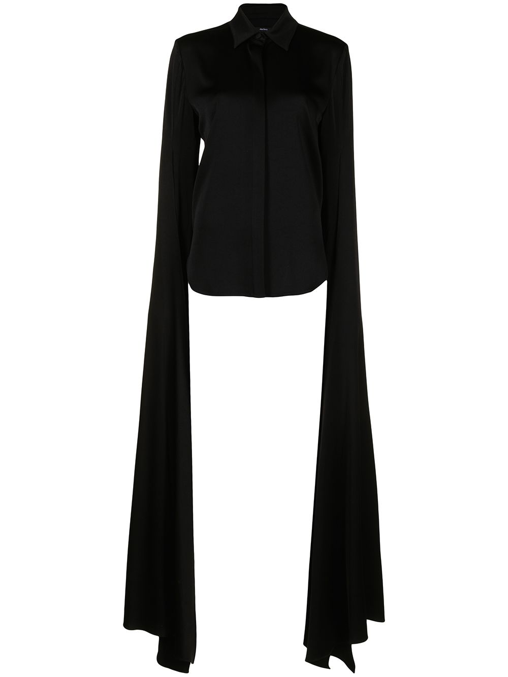 Alex Perry Floor-length Sleeve Satin Shirt In Black