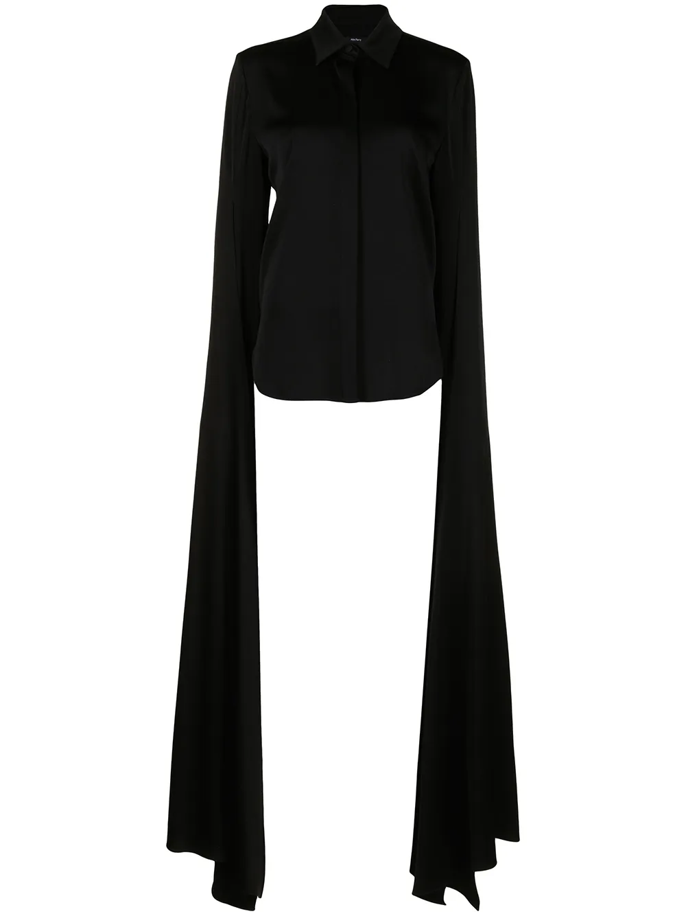 Alex Perry Floor-length Sleeve Satin Shirt In Black