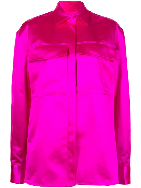 Alex Perry Duchesse Satin Boxy Shirt in Pink