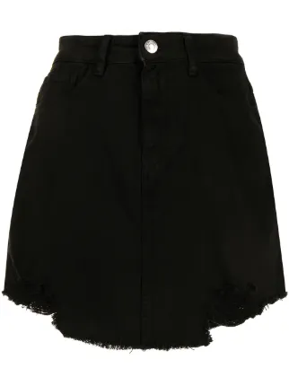 ripped hem denim skirt