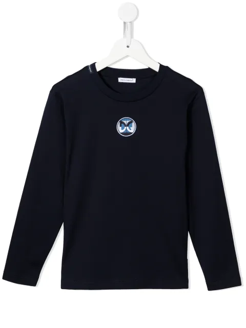 Dolce & Gabbana Kids توب بأكمام طويلة وطبعة شعار الماركة