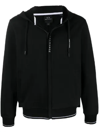 Armani Exchange logo print zip up Hoodie Black FARFETCH AU